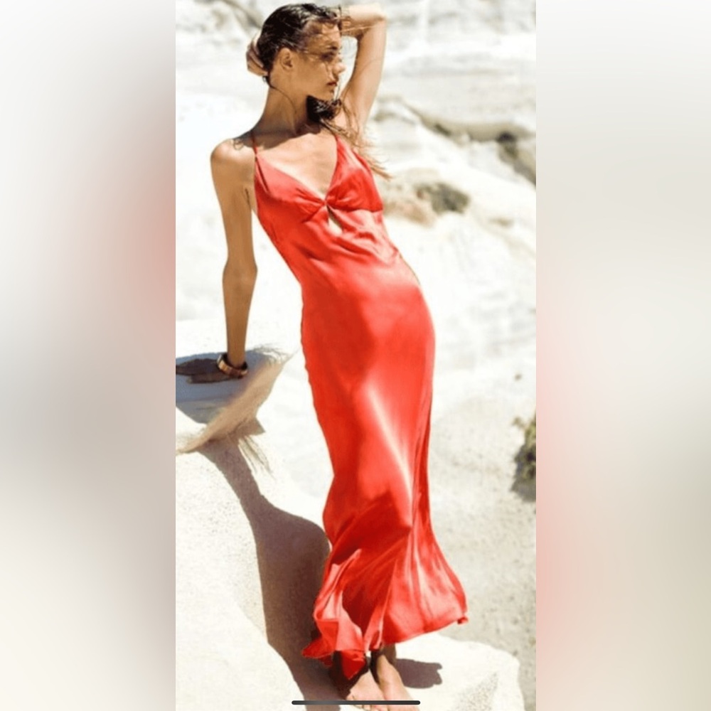 Bardot zuri slip dress size large nwt red dress